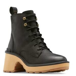 Sorel Women's Hi-Line Lace-Up Lug Combat Boot Black Waterproof Leather Sz 11 NWT